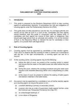 Guide for Parliamentary Election Counting Agents 2015