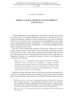 FORMAL CHARACTERISTICS OF MACROBIUS`S SATURNALIA