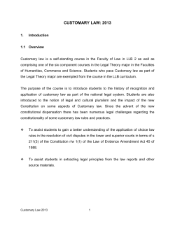 CUSTOMARY LAW: 2013