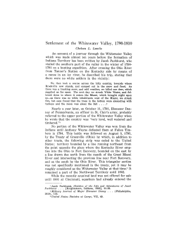 Settlement of the Whitewater Valley, 1790-1810