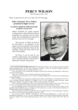 PERCY WILSON - Spiritualists` National Union