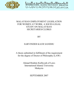 malaysian employment legislation for women at work - Library
