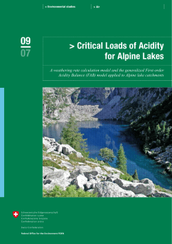 Critical Loads of Acidity for Alpine Lakes