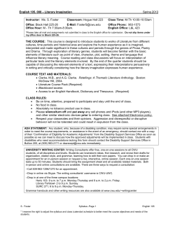 English 101 - English Composition I (Winter Quarter)