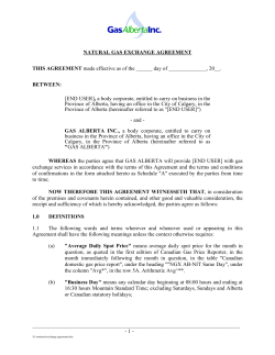 Natural Gas Exchange Agreement