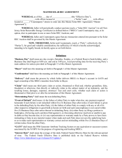 MASTER SOLAR REC AGREEMENT WHEREAS, as of this day of