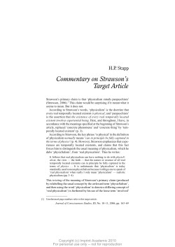 Commentary on Strawson`s Target Article