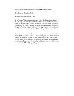 Take home examination on &ldquo;Lycidas&rdquo; and Paradise Regained Due