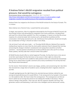 If Andrew Potter`s McGill resignation resulted from political