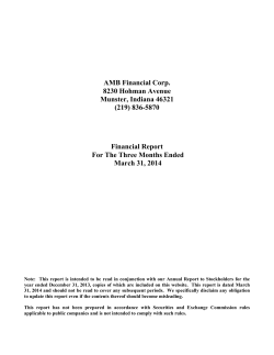 AMB Financial Corp. 8230 Hohman Avenue Munster, Indiana 46321