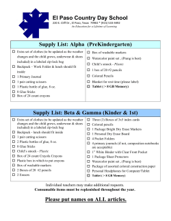 Supply List: Alpha (PreKindergarten)