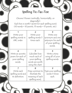 Spelling Tic-Tac-Toe