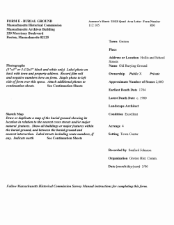 Old Burying Ground Form E Survey