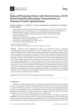 Induced Pluripotent Stem Cells Derived from a CLN5 Patient