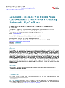 Numerical Modeling of Non-Similar Mixed Convection Heat Transfer