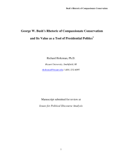George W. Bush`s Rhetoric of Compassionate Conservatism and Its