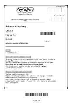 Higher Tier, Unit C1