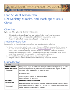 Lead Student Lesson Plan L09: Ministry, Miracles - BYU