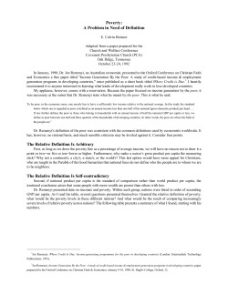 Poverty: A Problem in Need of Definition