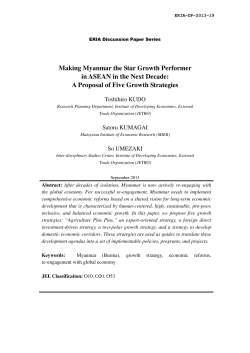 Making Myanmar the Star Growth Performer in ASEAN in the Next