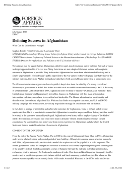 Defining Success in Afghanistan