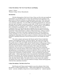 Colour Revolutions: The View From Moscow and Beijing