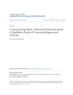Conscious Rap Music: Movement Music Revisited A Qualitative