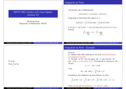MATH 1003 Calculus and Linear Algebra (Lecture 31) Integration by