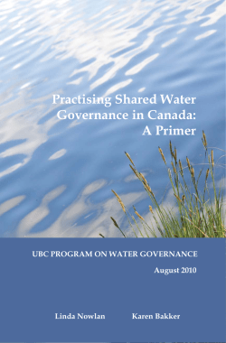 Practising Shared Water Governance in Canada: A Primer, 2010