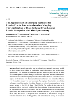 Molecular Sciences The Application of an Emerging Technique for