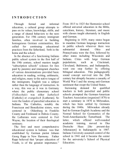 Chapter V - THE HOOSIER GERMAN HERITAGE