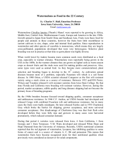 Historic Watermelon Breeding Program of Iowa and Kansas