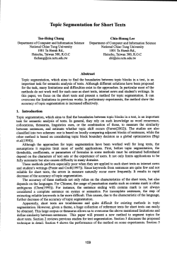 Topic Segmentation for Short Texts - Association for Computational