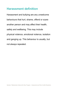 Harassment and peer conflict resolution: Handouts