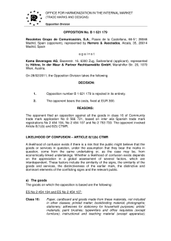 OFFICE FOR HARMONIZATION IN THE INTERNAL MARKET