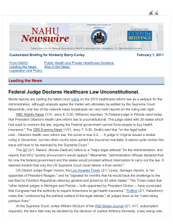 Federal Judge Declares Healthcare Law Unconstitutional.