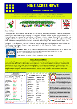 Newsletter 16/12/2016 - Nine Acres Primary School
