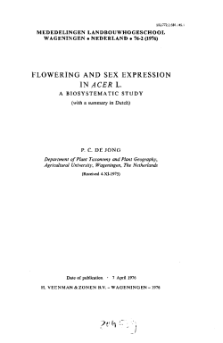FLOWERING AND SEX EXPRESSION IN ACER L.