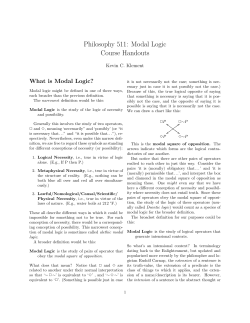 Philosophy 511: Modal Logic Course Handouts