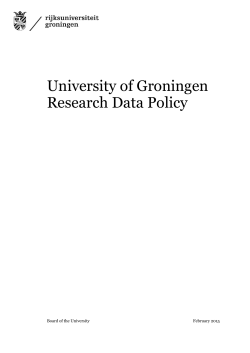 University of Groningen Research Data Policy