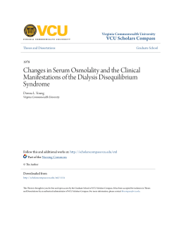 Changes in Serum Osmolality and the Clinical Manifestations of the