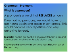 Pronouns What is a pronoun?