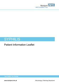 syphilis - Stockport Laboratory Medicine