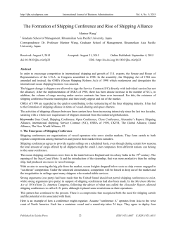 The Formation of Shipping Conference and Rise of Shipping Alliance