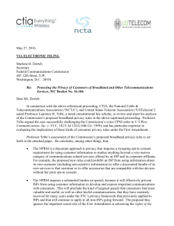 May 27, 2016 VIA ELECTRONIC FILING Marlene H. Dortch