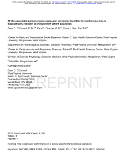 Stroke-associated pattern of gene expression previously