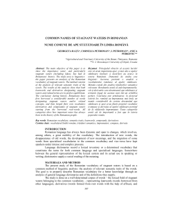 common names of stagnant waters in romanian nume