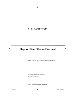 Beyond the Ethical Demand - University of Notre Dame Press