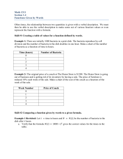 Math 1311 Section 1.4 Functions Given by Words Often times, the