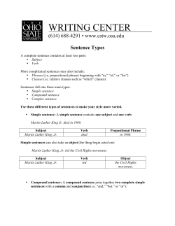Sentence Types - Center for the Study and Teaching of Writing